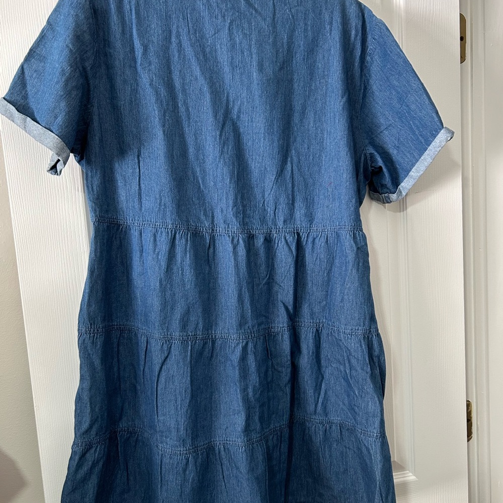 LuLaRoe XL Ashton Blue Denim Button-Up Dress - Picture 6 of 7